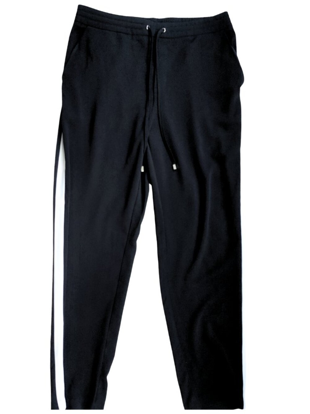 FOREVER21 Black Side Stripe Joggers Elastic Drawstring Waist - Size Medium